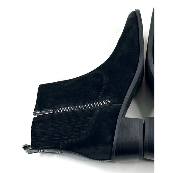 Donald Pliner Banks Women's Black Suede Pull On Ankle Boots Size 7 Booties Zip - Picture 7 of 15
